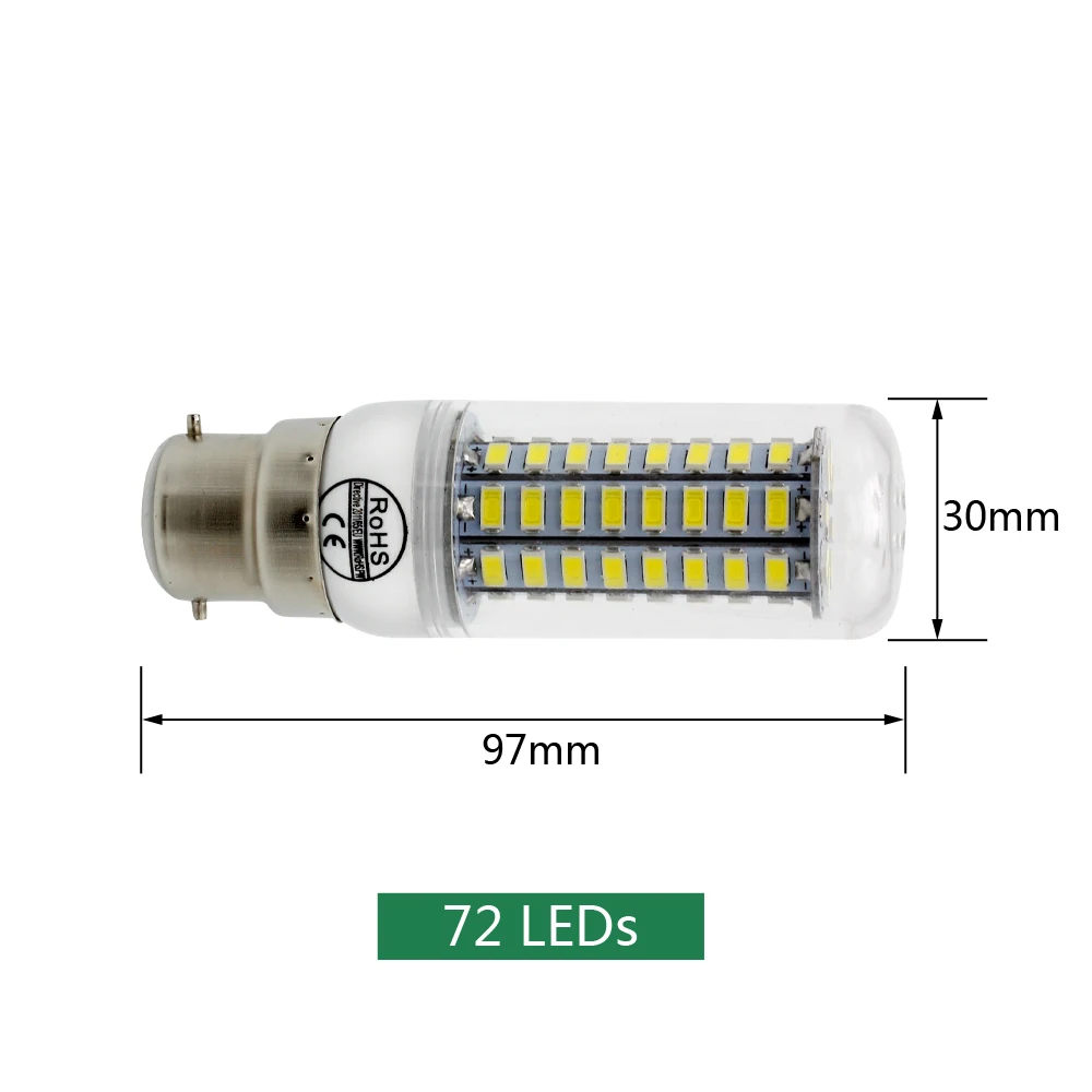 Светодиодный Кукуруза лампы 220V SMD 5730 лампы 24 36 48 56 69 72 светодиодный огни для люстры B22 лампы для дома Decrations ампулы