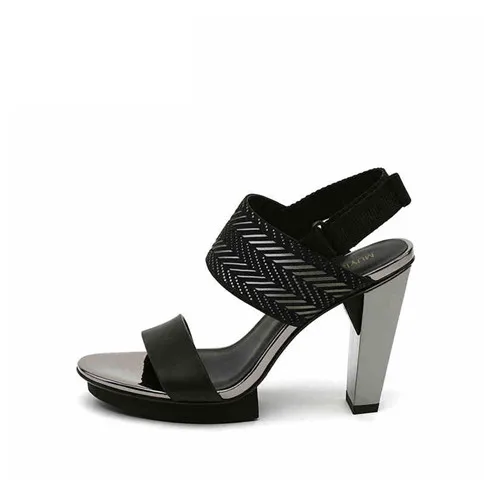 Сандалии-гладиаторы на толстом квадратном каблуке; женская летняя обувь на массивном высоком каблуке 9 см; женская обувь под платье; Sandalias Mujer; HL151 muyissexi - Цвет: black