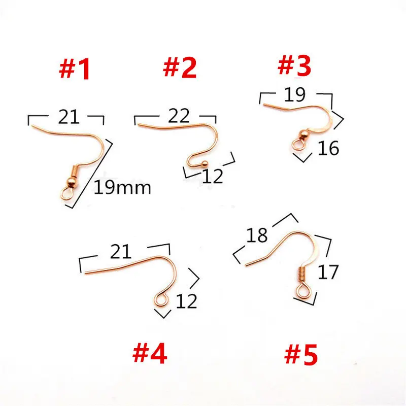 100 шт. 316L нержавеющая сталь Розовое золото цветная серьга крюк ушные крючки DIY серьги Поиск