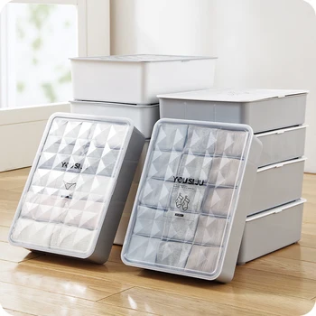 

Plastic Nordic Clothes Storage Box With Lid Wardrobe Underwear Organizer Socks Rangement Box