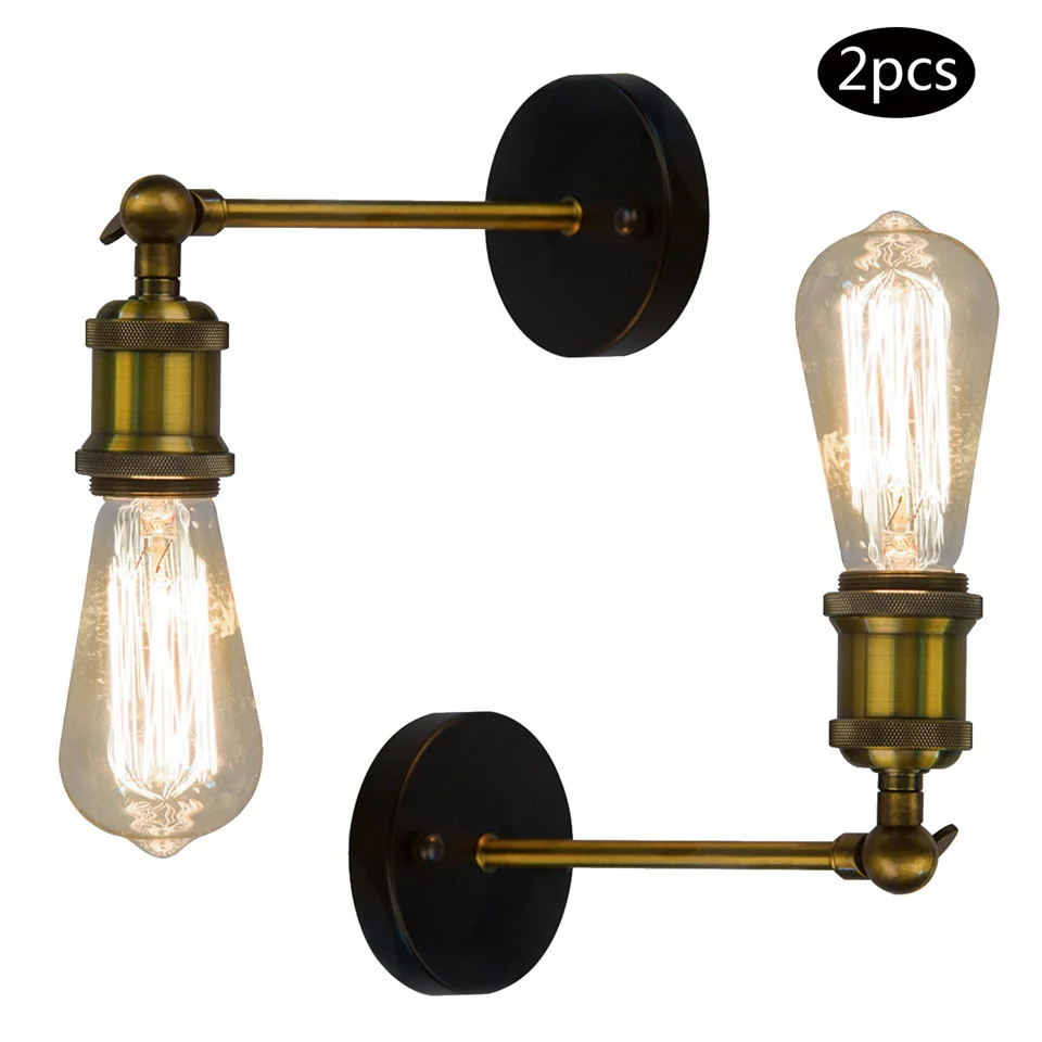 2PACK E27 Retro vintage iron wall lamp 40W Antique Lampe lights Vintage Loft Adjustable Industrial Metal Wall Light