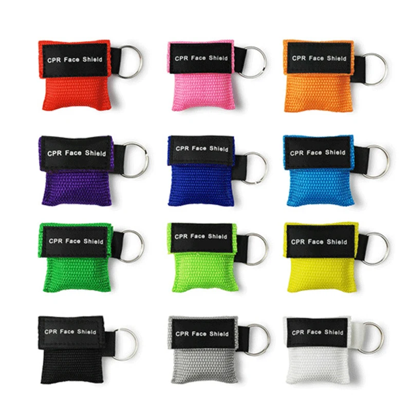 

CPR Resuscitator Keychain Emergency Face Shield First Aid Skill Training Breathing Rescue Mask for Health Care Tools 8 Colors