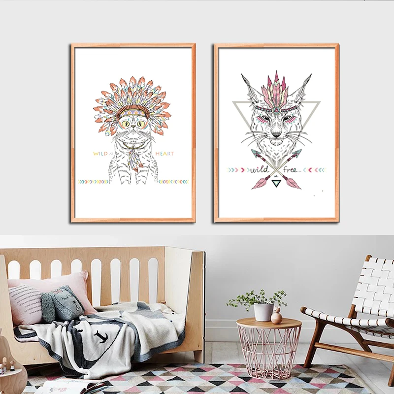 Indian-Animals-Head-Hippie-Deer-Horse-Zebra-A4-No-Framed-Canvas-Painting-Art-Print-Poster-Wall (3)