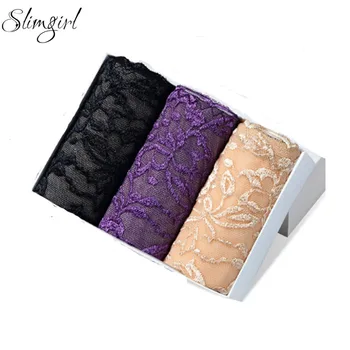 

Slimgirl Women's Sexy Lace Panties Solid High-waist Mesh Breathable Briefs 3 Pcs/lots Intimates Female Big Size Underwear L -XXL