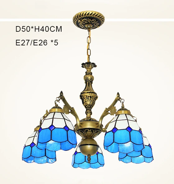 Синяя Тиффани 6 легкая старинная бронзовая люстра богемное муранское освещение приспособление для столовой кухни гостиной, лобби - Цвет абажура: Черный