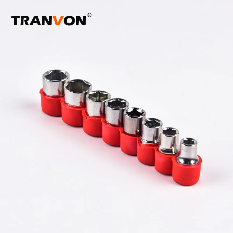 

8pcs/set Hex Socket Set Suitable for 1/4" Ratchet Wrench Car Repair Tools 5mm-12mm Sleeve
