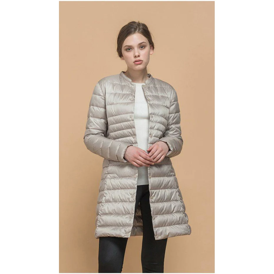 ZOGAA, женское весеннее теплое пальто с подкладкой, ультра-светильник, куртка-пуховик, длинное пальто, тонкое однотонное пальто, портативные парки, куртки - Цвет: Grey