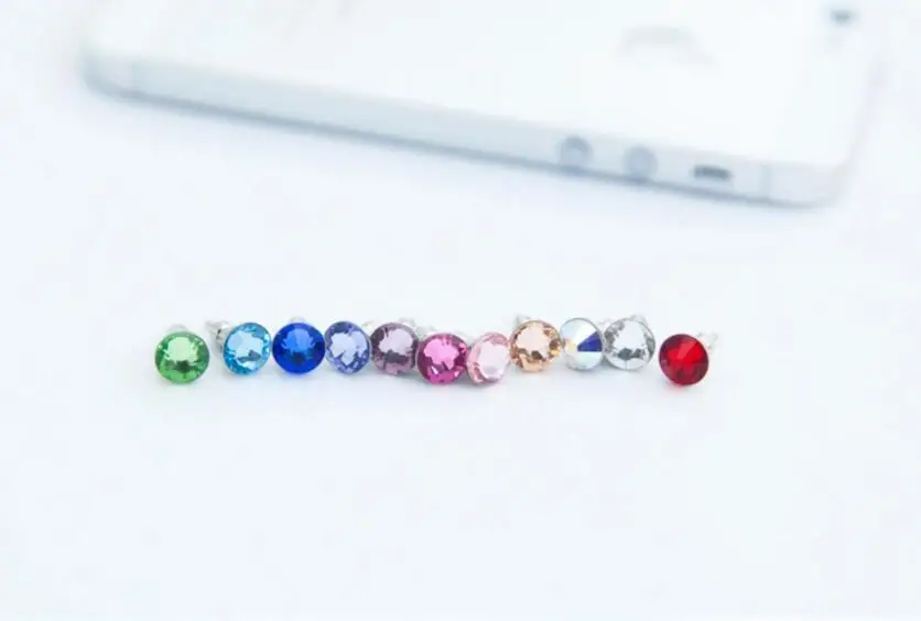5pcs/lot Bling Crystal Diamond Anti Dust Plug Universal 3.5mm Cell