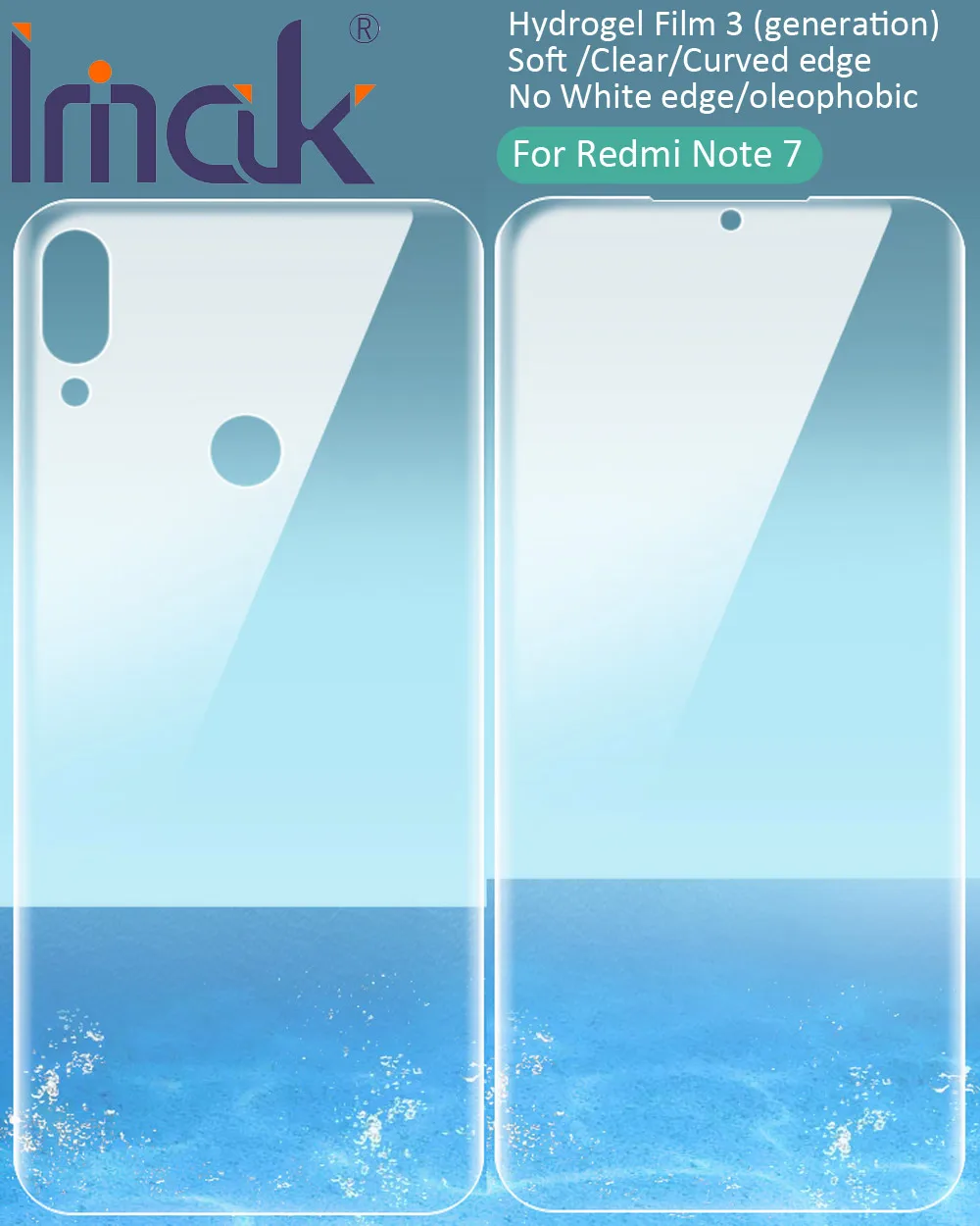 

imak Hydrogel Film For Xiaomi Redmi Note 7 Pro Rear Front Back Screen Protective Transparent oleophobic