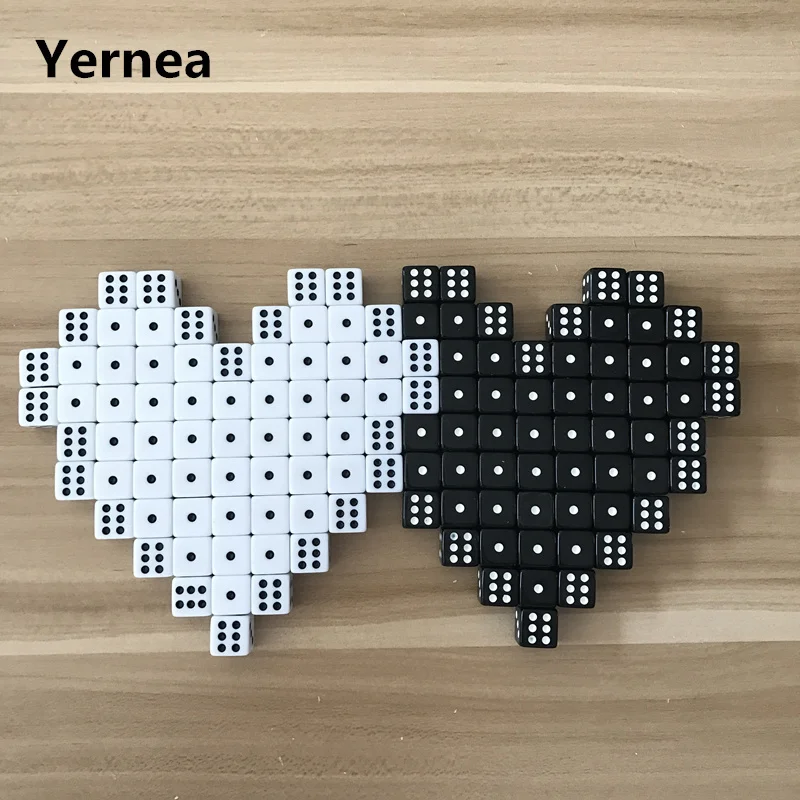 

Yernea 100Pcs High-quality 14mm Dice Black and White Square Corner RPG Dice Set Puzzle Dice Wholesale Club Party Game