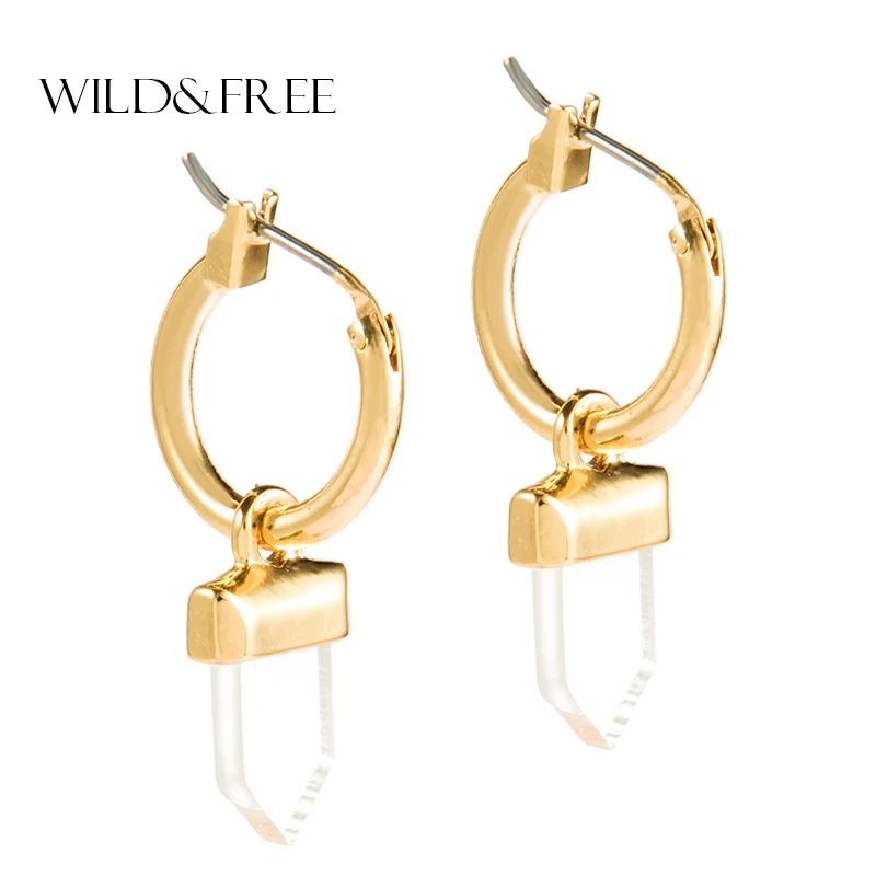 Милые золотые маленькие серьги кольца Wild & Free акриловые геометрические с