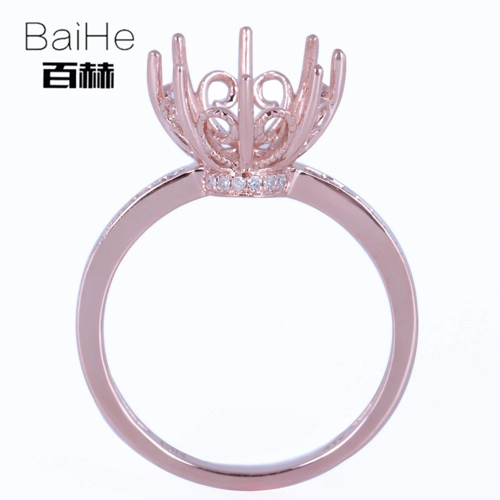 BAIHE Solid 14 K розовое золото(AU585) сертифицированное круглое ограненное Свадебное женское офисное/деловое изысканное ювелирное элегантное уникальное полукольцо