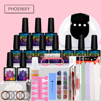 

Manicure Set Lamp For Nail Kit 10pcs Nail Gel Polish Set Semi Permanent Nail Polish Gel Varnishes 24W LED Dryer Nail Art Kit Set