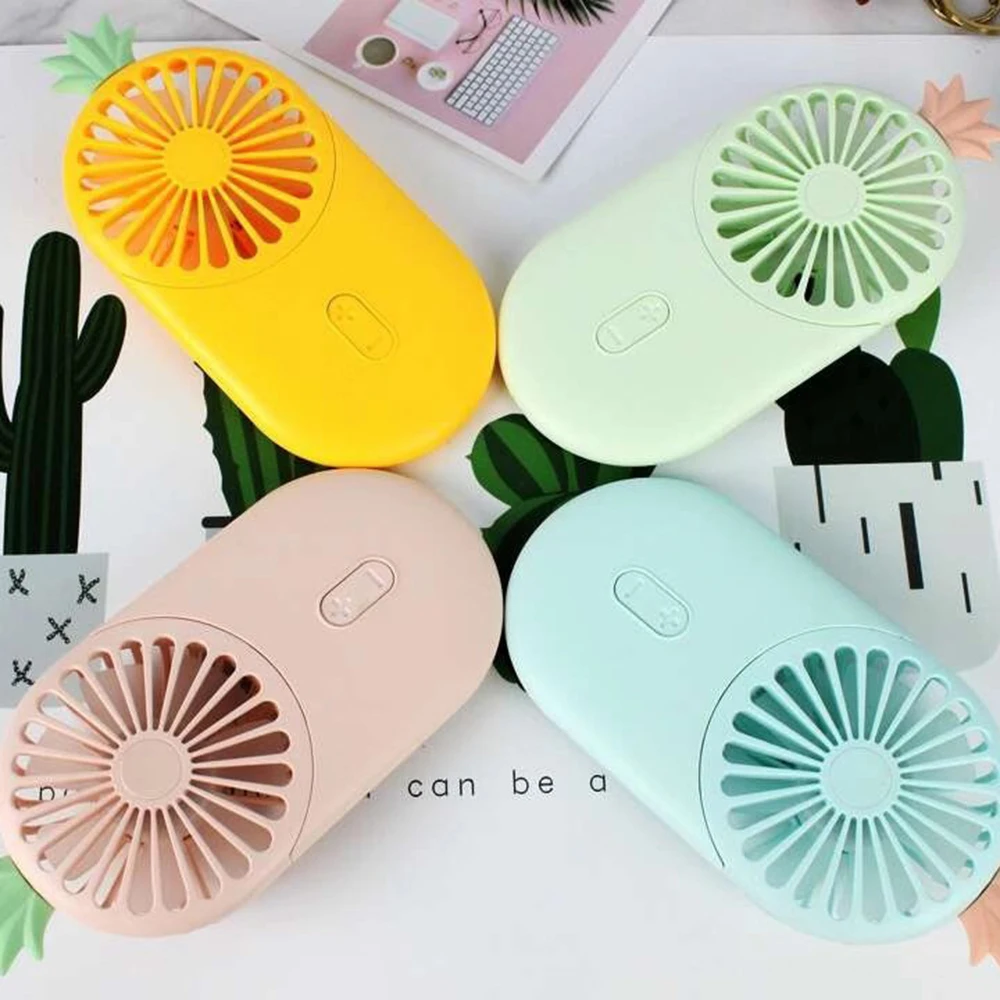 

New Rechargable Creative Mini Fan Handheld USB Electric Mini Hand Portable Fan With LED Light Free Finger Ring Gift