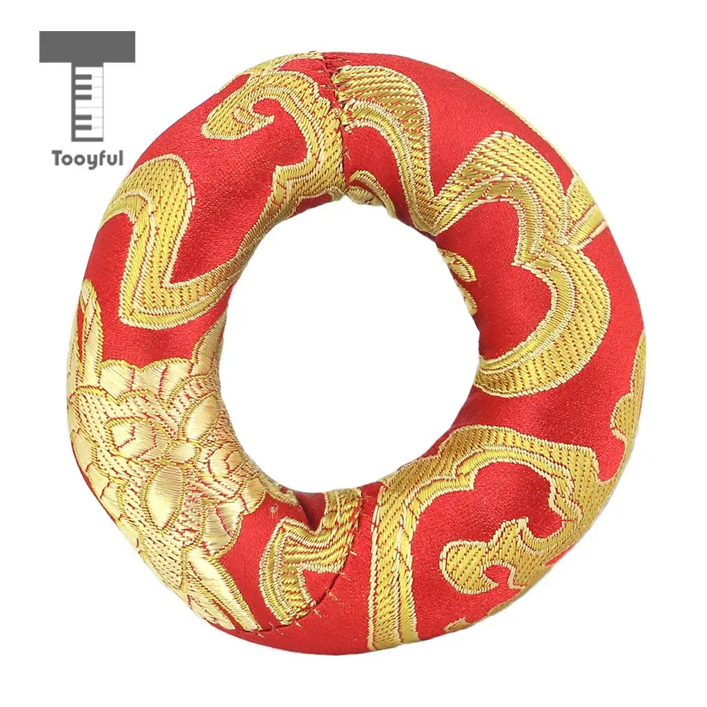 Tooyful Tibetan Handmade Silk Brocade Round Meditation Singing Bowl Cushion Ring Pillow Random Color