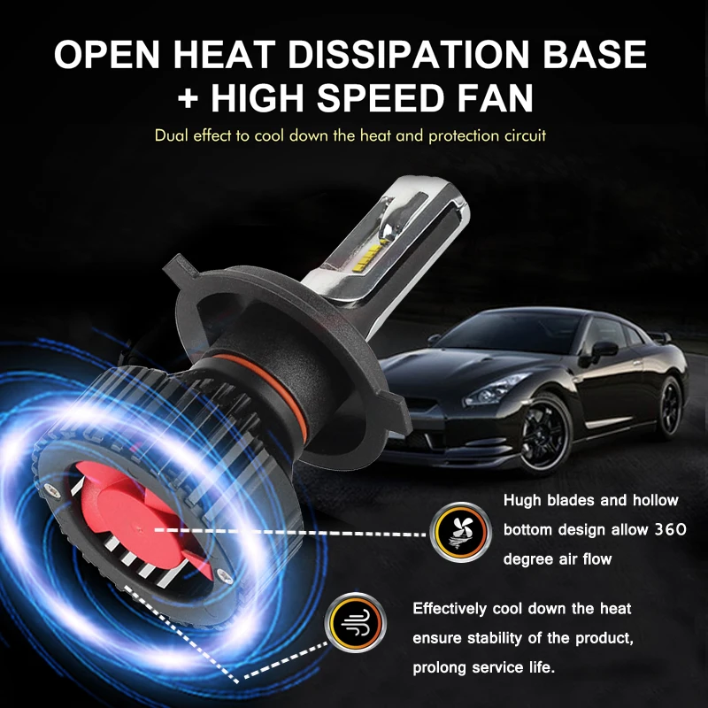 LARATH New Design T8 H8 LED Car Headlight 60W 8000LM ZES 6500K LED Headlight Bulb H4 H7 H11 H1 H3 9006 Car Light Fog Lamp