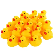 100 шт./компл. писклявый резиновый утка Duckie Игрушки для ванны Детские игрушки для душа для детей подарок на день рождения