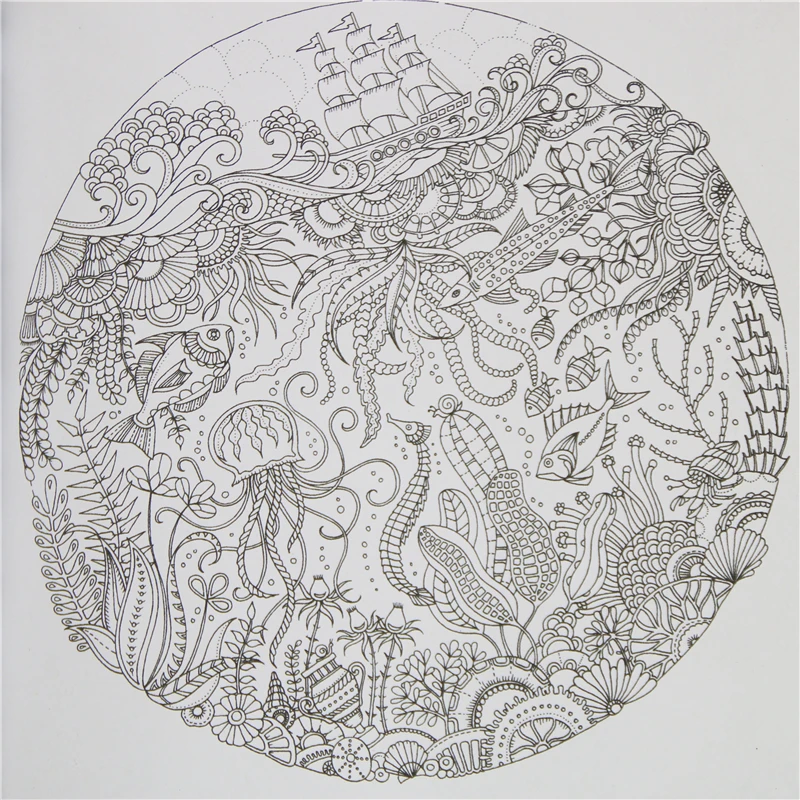1 Pcs 24 Pages Lost Ocean Inky Adventure Coloring Book For Children Adult Relieve Stress Kill Time Painting Drawing Art Book 1 Pcs 24 Pages Lost Ocean Inky Adventure Coloring Book For Children Adult Relieve Stress Kill Time Painting Drawing Art Book