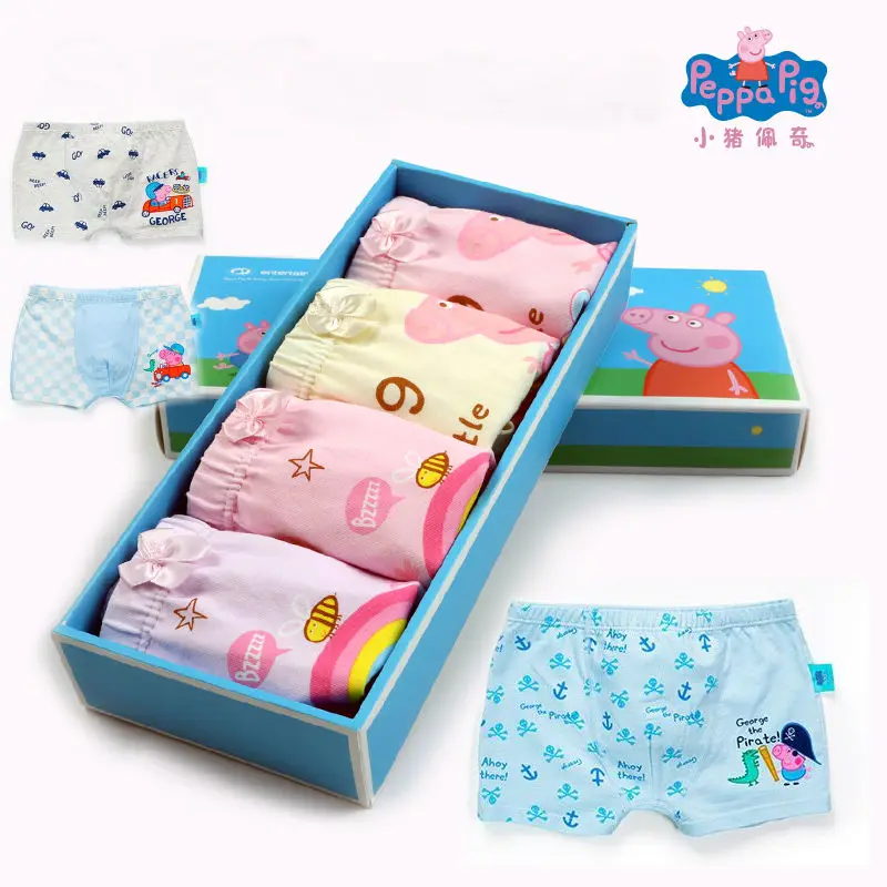 

4pcs/set Genuine Peppa Pig peppa george Underpants cotton Children's underwear kids plush toy birthday christmas toy