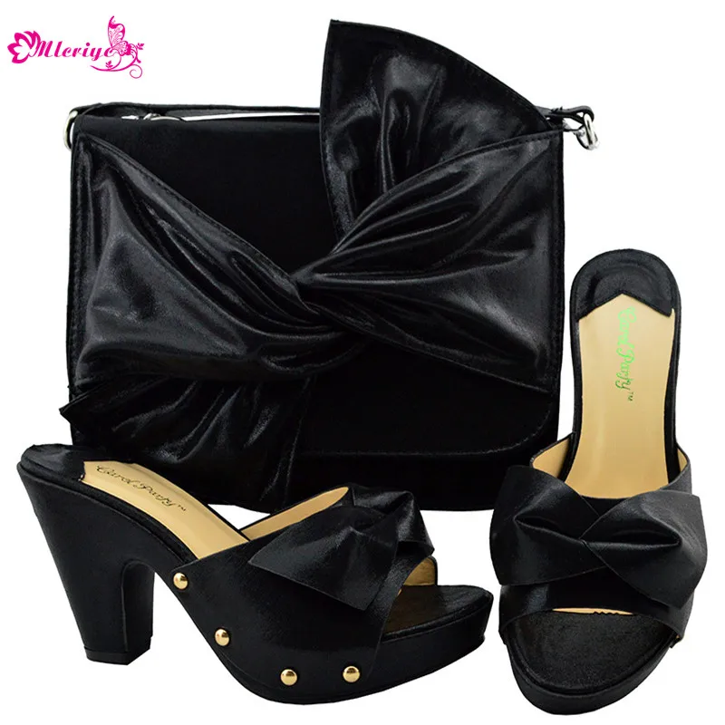 

YM006 Pretty Low Heel Slipper shoes Snake Printed Leather 7cm women shoes pumps With Matching Clutch Bags Sets