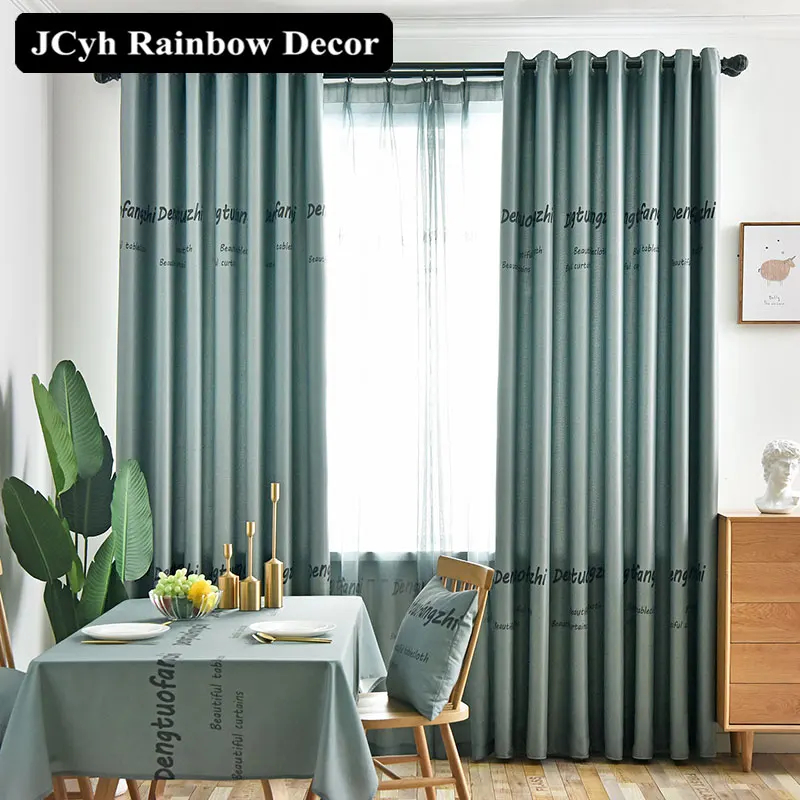 

Blue Modern Blackout Curtains for Living room Bedroom Font Design Pattern Window treatment Fabrics Blinds Cortinas Cortina Panel