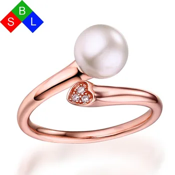 

Red Trees Brand Real 925 Sterling Silver Fine Jewelry Natural Freshwater Pearl Wedding Rings For Women Resizable Rose Gold Color
