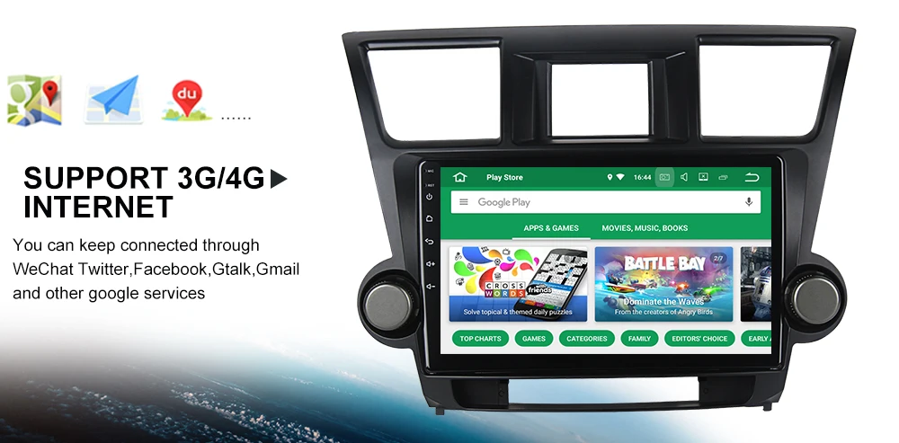 Top Dasaita 10.2" Android 7.1 Car GPS Player Navi for Toyota Highlander 2009-2012 with 2G+16G Quad Core Stereo Radio Multimedia HDMI 22