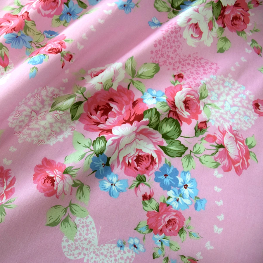 New Width 160cm pink rose Floral 100 cotton fabric patchwork ,Printed