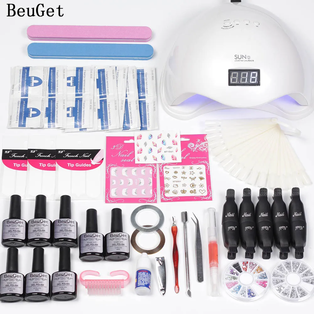 

Nail kit Dryer 48w Led Lamp with Nail Polish Choose 6 Color Uv Gel Polish 6w USB led lamp Machine Varnish for nail Art Tools