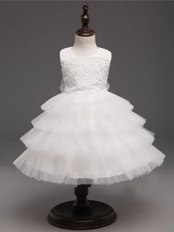New Girl Dress Children White Tulle Layered Wedding Dresses Children