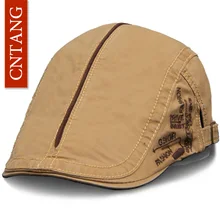 CNTANG мужские повседневные береты с боковой надписью, летние винтажные хлопковые кепки, модные плоские кепки, брендовые кепки с козырьком, регулируемые, высокое качество