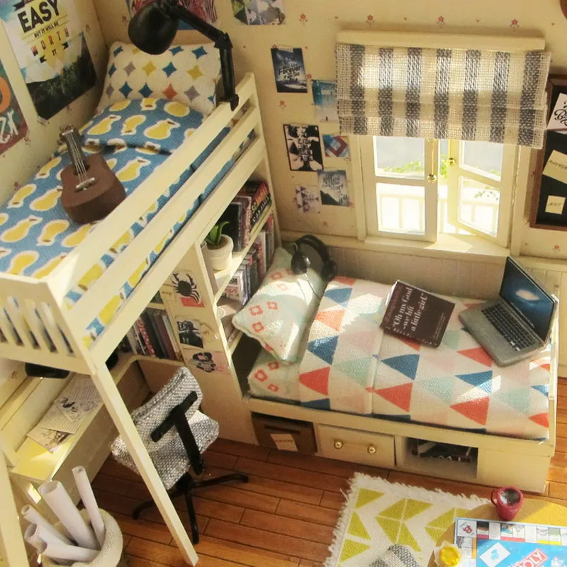 2019 Новый Забавный DIY деревянный кукольный дом Миниатюрный с светодиодный + мебель