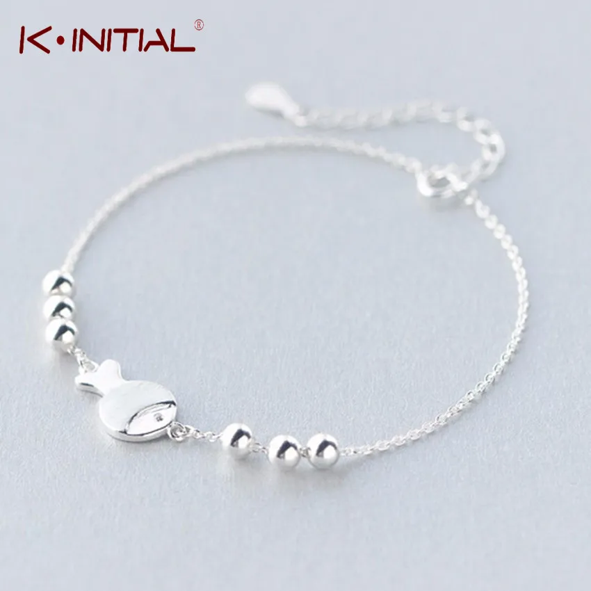 Kinitial Charm Fish Bead Bracelets For Women Fashion Wrist Cuff Bracelet &amp Bangle Girls Gift Silver Animal Jewelry | Украшения и