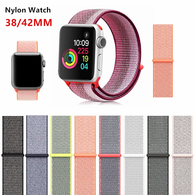 

Colors Nylon Sport Loop Band for Apple Watch 4 Series 3/2 Lightweight Soft Woven for iwatch Strap 40mm 38mm 42mm 44mm watchbands