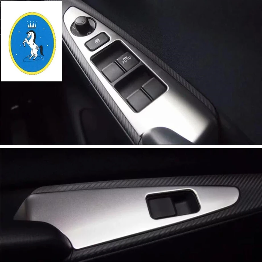 

Yimaautotrims Auto Accessory Inner Door Armrest Window Lift Button Protection Panel Cover Trim Fit For Mazda 2 Demio 2015 - 2019
