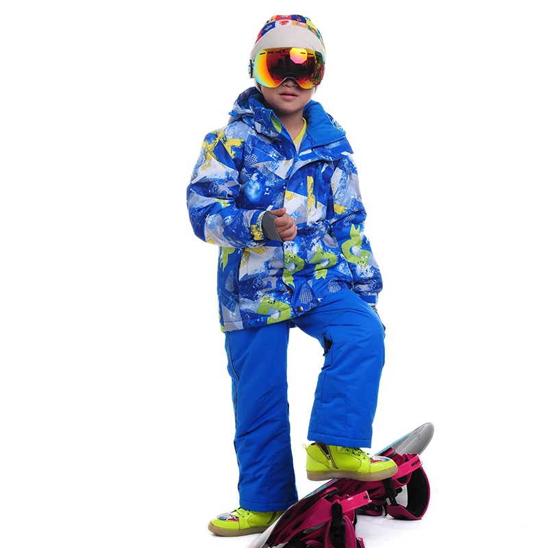 

Children Winter Suit Boys Ski Snowboard Jackets And Pants Kids Skiwear Jacket + Pants Twinset Waterproof Suit CS17B