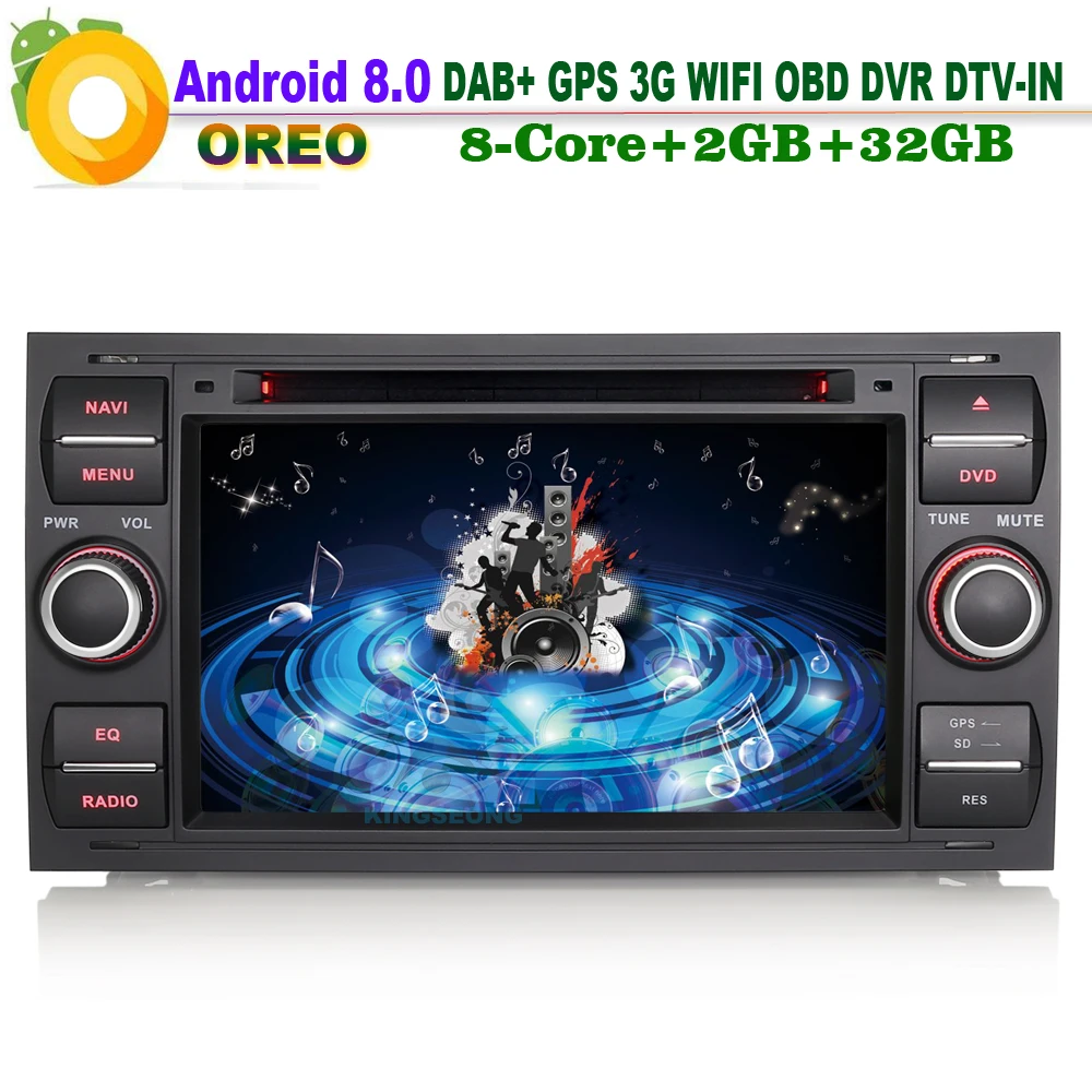 

Android 8.0 DAB+Autoradio WiFi 3G RDS GPS OBD Bluetooth Radio DTV-IN WiFi Sat Navi Car CD Player for Ford Focus Connect Fiesta