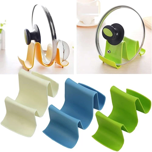 

Wave Style Pan Pot Cover Spoon Lid Shell Rack Stand Holder Home Kitchen Utensils