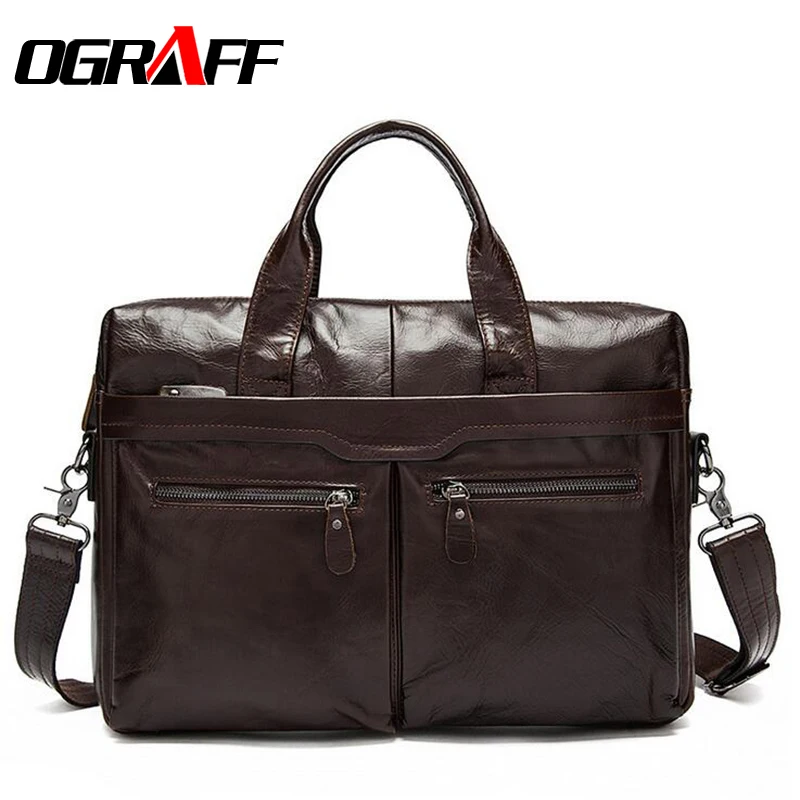 

OGRAFF Leather Genuine Men's Bag Men male Handbag Designer Messenger Bag Men Briefcase Men Shoulder Bag