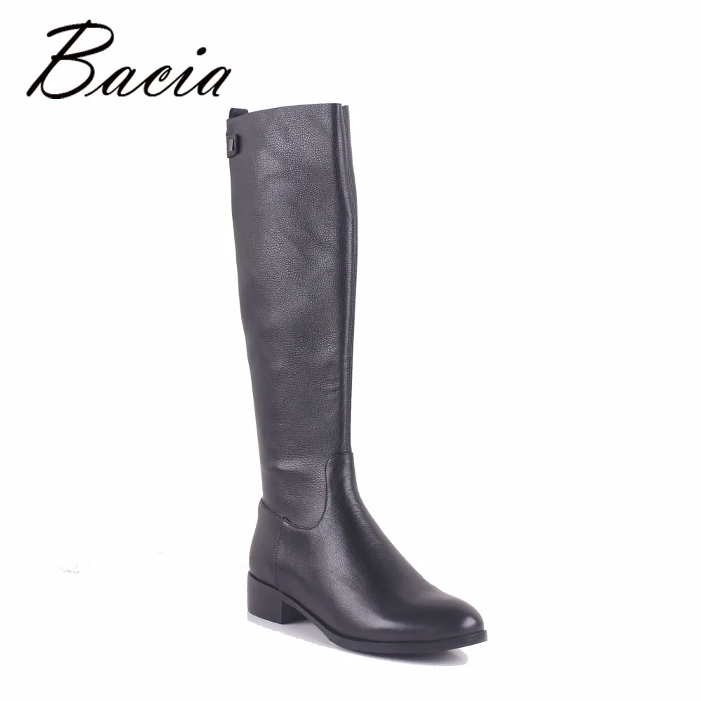 

Bacia Genuine Leather + Elastic PU Leather Fashion Black Women Autumn Winter Snow Boots Short Plush 3.2cm Heel Size35-40 MC022