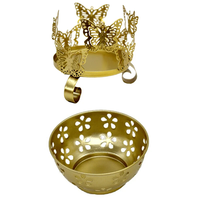 3D Butterfly Wrought Vintage Hollow Candle Stand Holder Iron Candlestick for Party Wedding Decoration Table Ornament