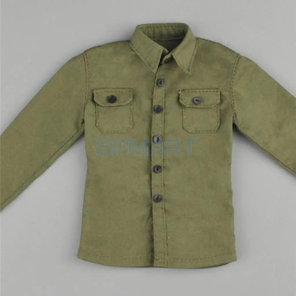 1/6 Scale Army Green Long Sleeve Shirt Jeans Belt Set Outfits Clothes for 12'' Action Figure Hot Toys Sideshow Dragon Accessory