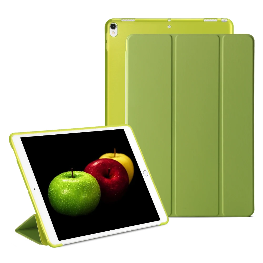 Чехол для iPad Pro 10,5 чехол ПУ; кожа; Силикон Мягкая задняя Фолио-подставка полупрозрачный смарт-чехол для iPad 10,5 дюймов авто сна - Цвет: Green