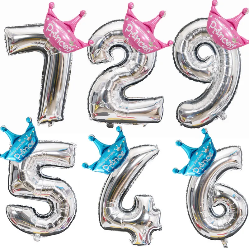 

Crown 32/40 Inch Figure Foil Balloons 1 2 3 4 5 6 7 8 9 Years Old Kid Boys Girls Happy Birthday Balloon Baby Shower Decoration