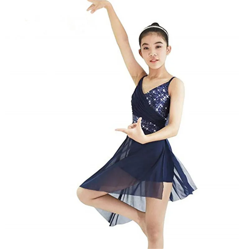Платье для латинских танцев для девочек; костюмы для лирических танцев; гимнастическое трико для девочек; платье для латинских танцев с v-образным вырезом и блестками