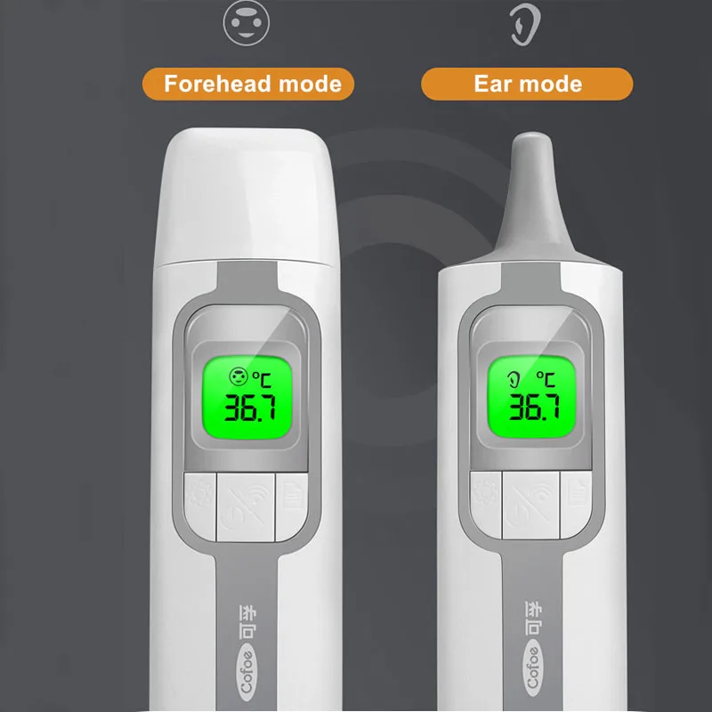 Cofoe ИК лоб и ушной термометр цифровой электронный сигнал тревоги температуры тела окружающего объекта измерения температуры ЖК-дисплей Видимый ночью