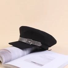 Женская хлопковая восьмиугольная британская шляпка, элегантная женская военная шляпа с плоским верхом, Корейская версия, купольная атласная Праздничная праздничная подарочная