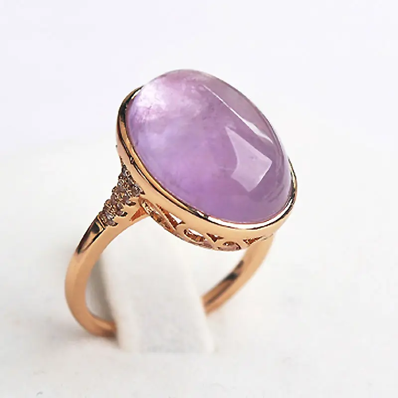 Retro Luxury Natural Stone Gold Plated Big Opal Green Purple Stone Ring chrysoprase Rings Women Party