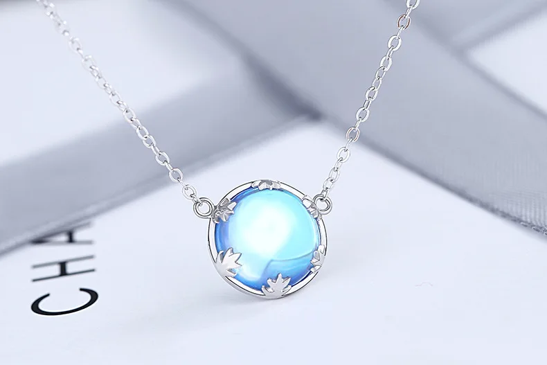 Аврора ожерелье Halo 925 стерлингового серебра кристалл драгоценный камень свет лес женщин кулон, ожерелье, элегантные ювелирные изделия для девочек