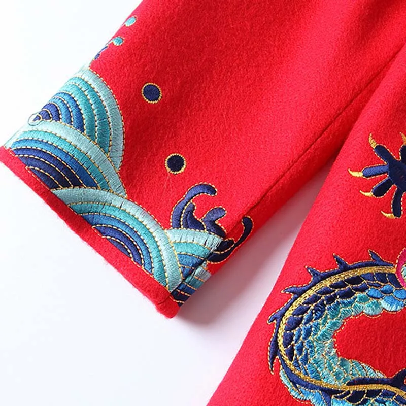 La Mère Longue Dans Chargé National P9108 Broderie Style Automne Les rouge Femmes Nouveau Personnes Noir Chez Âgées Section nwH1F7Oq